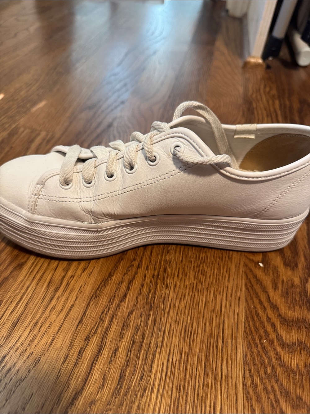 Keds White Leather Platform Sneakers - Picture 2 of 8
